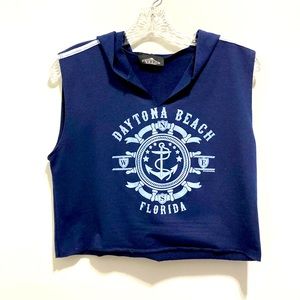 Daytona Beach Florida Sleeveless Cropped Hoodie